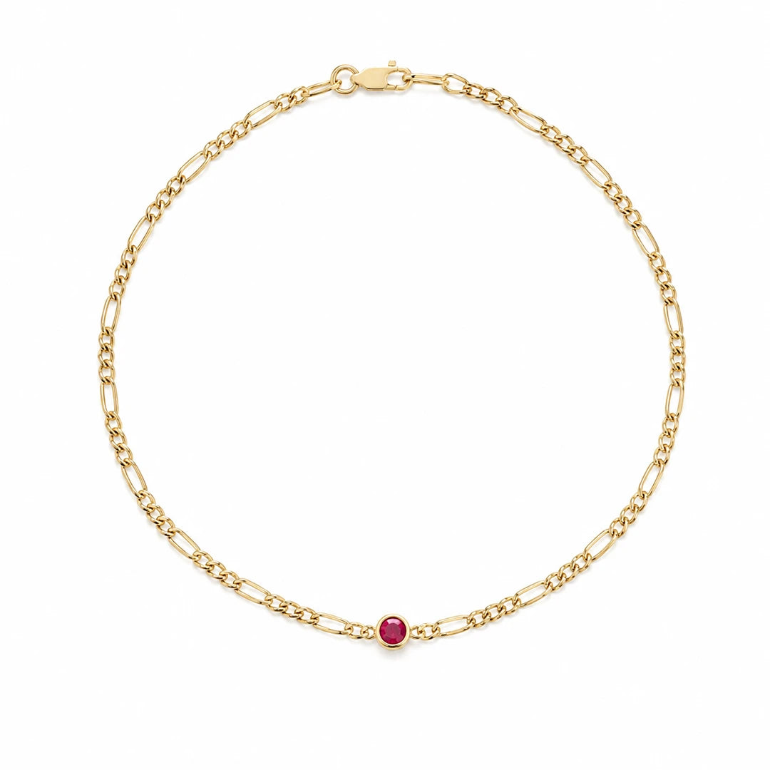 Zard Jewelry Pink CZ Figaro Chain Bracelet