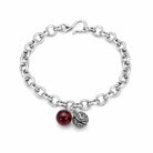 Zard Jewelry Red Agate and Bell Charm Cable Link Bracelet