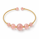 Rose Quartz Beaded Gold Open Wire Bracelet