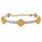 Saint Benedict Cross Charm Mesh Bracelet Silver and Gold, silver
