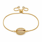 Seashell Shaped Charm CZ Link Chain Bolo Bracelet, gold