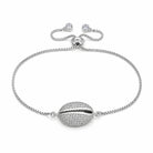 Seashell Shaped Charm CZ Link Chain Bolo Bracelet, silver