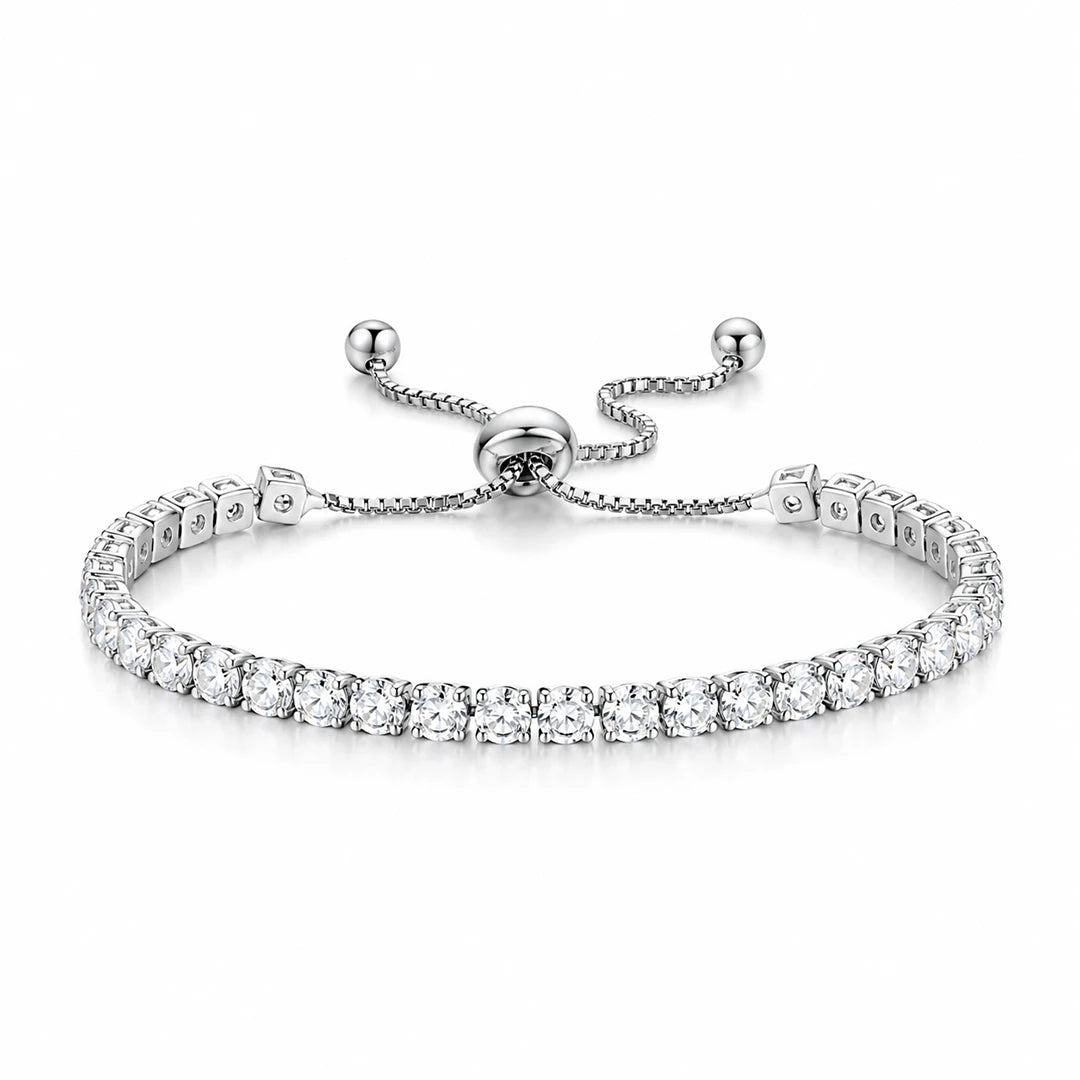 Zard Jewelry Tennis Bolo Bracelet in Clear Cubic Zirconia Accent