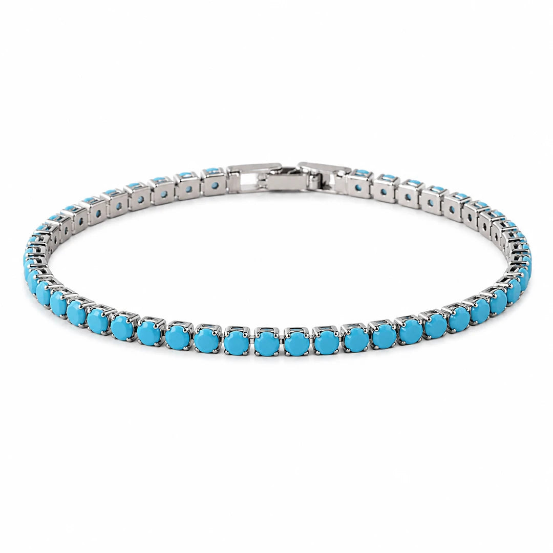 Turquoise Tennis Bracelet, silver