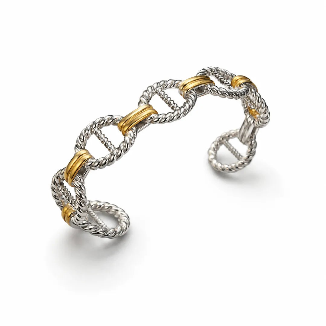 Zard Jewelry Twisted Link Bracelet Bold Rope Chain Design, two-tone