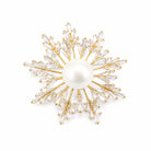 Zard Jewelry Christmas Snowflake Brooch in Pearl and CZ Accent