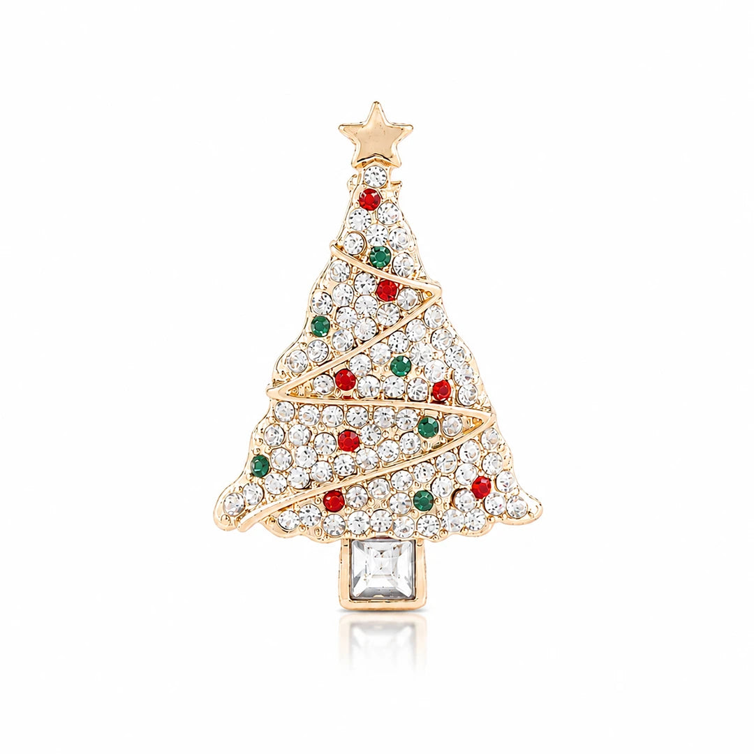 Zard Jewelry Christmas Tree Brooch In Crystal Accents