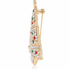 Christmas Tree Brooch In Crystal Accents, close-up detail view