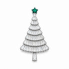 Zard Jewelry Christmas Tree Pin Brooch Green Star in Silver