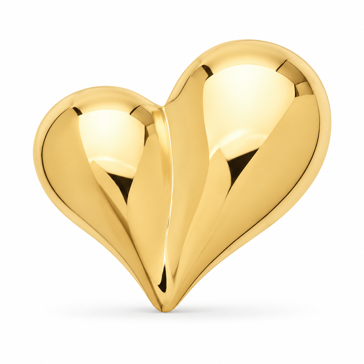 Zard Jewelry Chunky Puffy Heart Brooch Statement Pin, gold