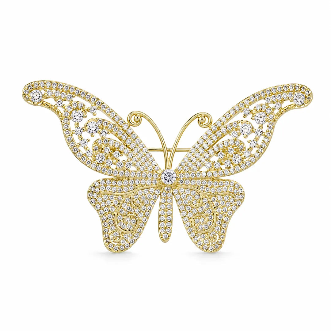 Zard Jewelry CZ Butterfly Statement Brooch Pin