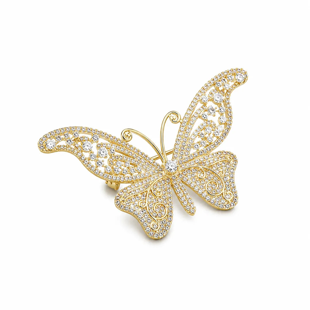 CZ Butterfly Statement Brooch Pin, alternate angle