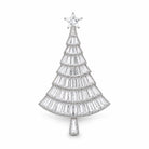 Zard Jewelry CZ Christmas Tree Star Brooch Silver