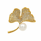 Zard Jewelry CZ Gold Ginkgo Leaf Pin Brooch