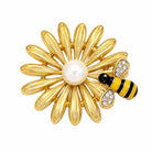 Zard Jewelry Honeybee and Daisy Flower Brooch