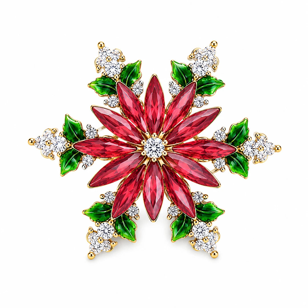 Zard Jewelry Poinsettia Christmas Flower Brooch