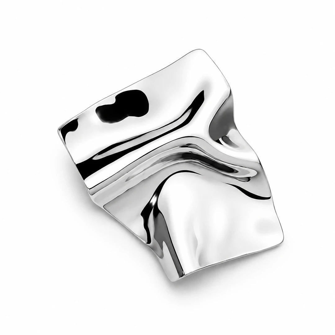 Zard Jewelry Sculptural Abstract Metal Brooch in Sterling Silver