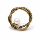 Zard Jewelry Twist Rope Brooch in White Pearl Accent