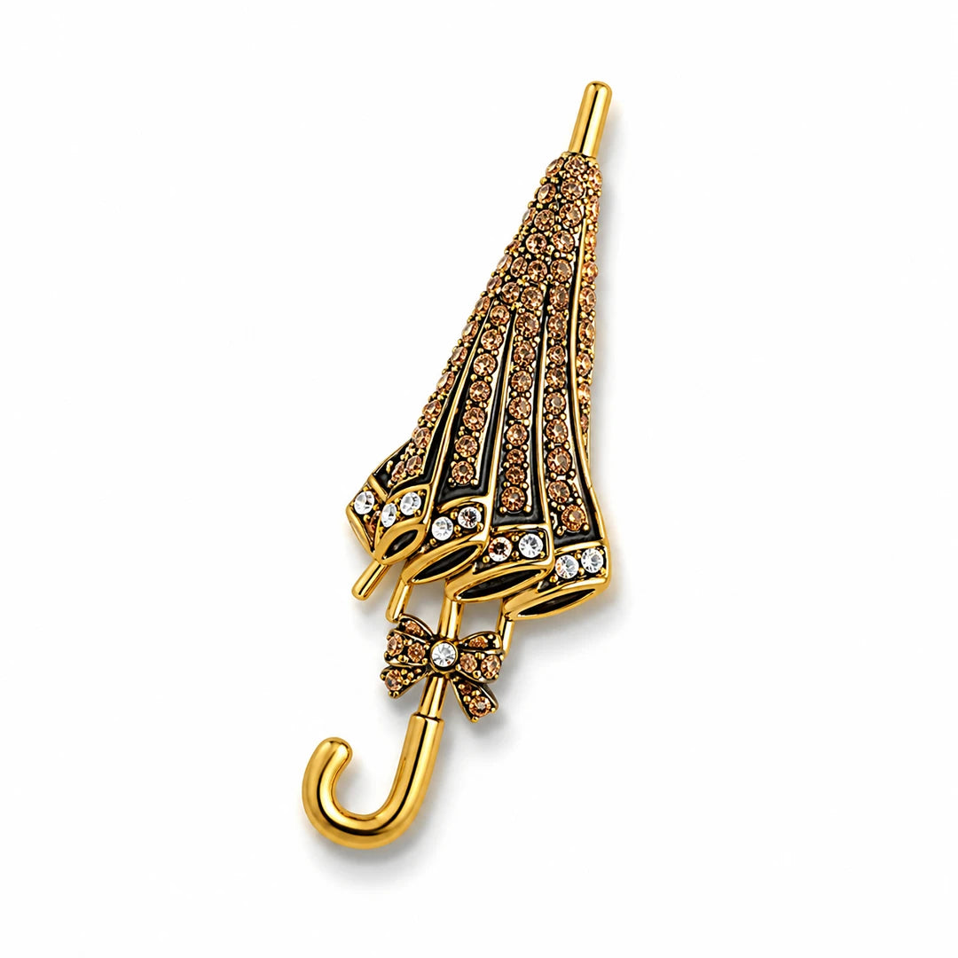 Zard Jewelry Umbrella Brooch in Vintage Gold