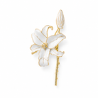 Zard Jewelry White Lily Flower Enamel Lapel Brooch