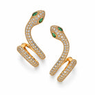 Zard Jewelry Snake Crawl Ear Cuff Earrings with CZ Accents, gold