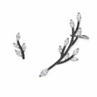 Zard Jewelry Ear Cuff Stud Mismatch Earrings in Leaf Shaped Cubic Zirconia