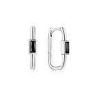 Zard Jewelry Black Onyx Oval Huggie Hoop Earrings in 925 Sterling Silver