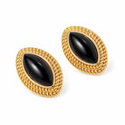 Zard Jewelry Black Onyx Stud Earrings with Twisted Rope Accent