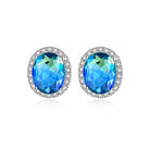 Zard Jewelry Blue Ombre CZ Halo Stud Earring, blue