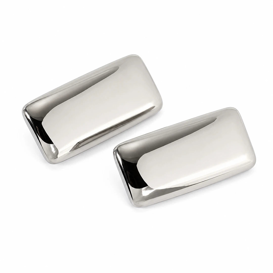 Bold Rectangular Earrings, silver
