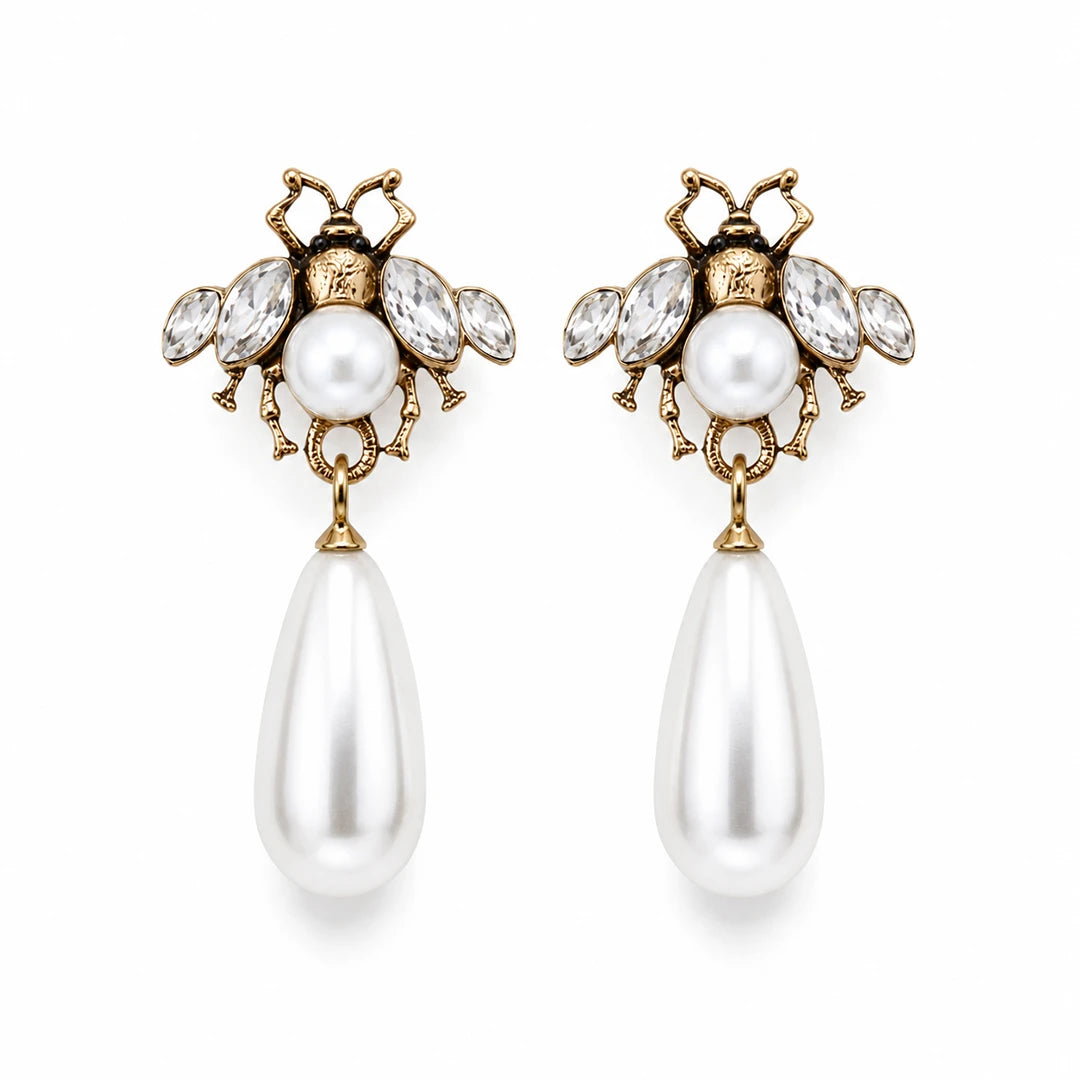 Zard Jewelry Bumblebee Pearl Teardrop Vintage Drop Earring