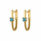 Zard Jewelry Cable Edge Oval Huggie Hoop Earrings in Turquoise Accent