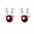 Zard Jewelry Christmas Reindeer Red Garnet Stud Earrings