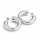 Chunky Irregular Tube Hoop Earrings Sterling Silver