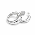 Chunky Irregular Tube Hoop Earrings Sterling Silver, close-up detail view