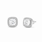 Zard Jewelry Clear CZ Cushion-Cut Halo Stud Earrings