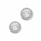 Zard Jewelry Clear CZ Round-Cut Halo Stud Earrings