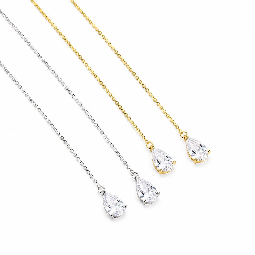 Zard Jewelry Clear CZ Teardrop Threader Earrings shown in all available colors