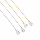 Zard Jewelry Clear CZ Teardrop Threader Earrings shown in all available colors