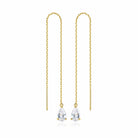 Clear CZ Teardrop Threader Earrings, gold