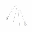 Clear CZ Teardrop Threader Earrings, silver