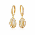 Cowrie Shell Hoop Earrings in CZ Accent