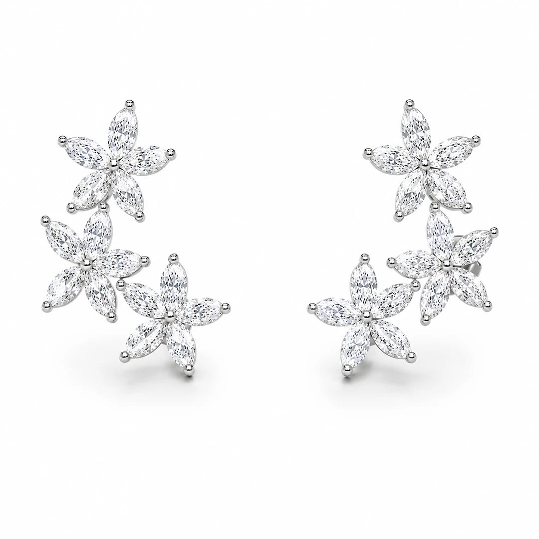 Zard Jewelry Cubic Zirconia Climber Earrings