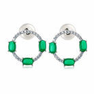Zard Jewelry Cubic Zirconia Frontal Hoop Earrings White Pearl Pushback Sterling Silver