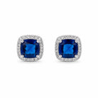 Zard Jewelry Cushion-Cut Blue CZ Halo Stud Earrings