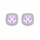 Zard Jewelry Cushion-Cut Lilac CZ Halo Stud Earrings