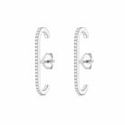 CZ Lobe Cuff Studs Suspender Earrings Gold and Silver, silver