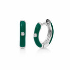 Delicate Enamel Huggie Hoop Earring, green