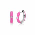 Delicate Enamel Huggie Hoop Earring, pink