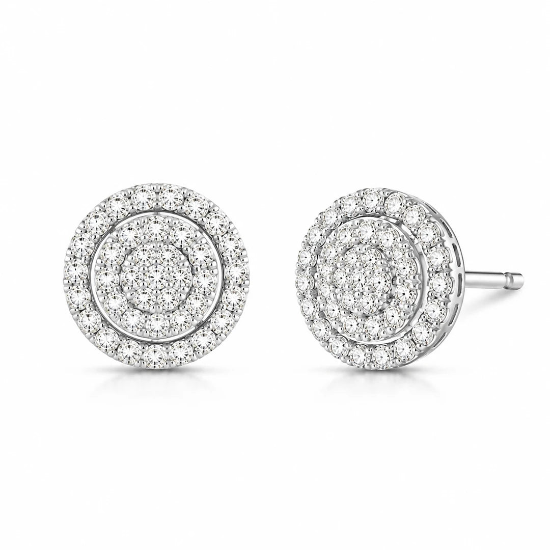 Zard Jewelry Double Halo Cubic Zirconia Stud Earrings